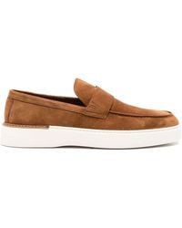 JOHN HARRISON - Suede Penny Strap Rubber Sole Loafers - Lyst