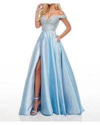Rachel Allan - Off-The-Shoulder A-Line Prom Gown With Ab Crystals - Lyst