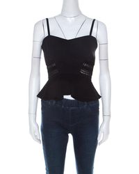 Jonathan Simkhai - Crepe And Bonded Lace Peplum Cropped Top - Lyst