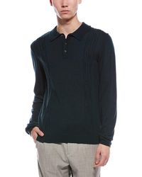 Bruno Magli - Cable Front Merino Wool Polo Sweater - Lyst