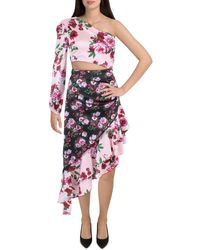 Bebe - Juniors Satin Floral Cocktail And Party Dress - Lyst