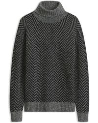 HUGO - Relaxed-Fit Turtleneck Sweater With Herringbone Knit - Lyst