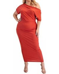 The Curve - Plus Size Ribbed Knit Off Shoulder Knit Midi Dress - Lyst