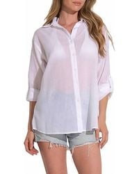 Elan - Long Sleeve Button Down Word Heart Top - Lyst