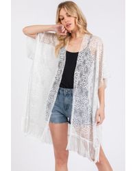 TRUEDAMES - Flower Pattern Crochet Lace Tassel Cover Up - Lyst