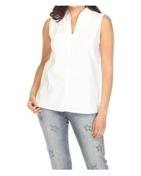Joseph Ribkoff - Vanilla Pleated V-Neck Sleeveless Top - Lyst