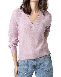Lilla P - Wide Trim V-neck Sweater - Lyst