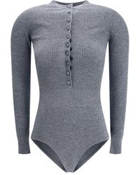 Self-Portrait - Long-Sleeved Wool Bodysuit - Lyst
