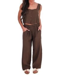Blu Pepper - Breezy Escape Square Neck Top And Wide Leg Pants Two Piece Set - Lyst