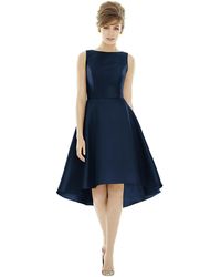 Alfred Sung - Bateau Neck Satin High Low Cocktail Dress - Lyst