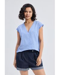 REISTOR - Boxy V-Neck Top With Fray Detail - Lyst