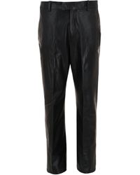 Ferragamo - Leather Mid-Rise Pants - Lyst