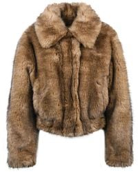 Stand Studio - Cropped Faux Fur Polyester Jacket - Lyst