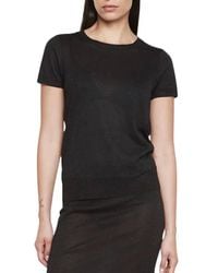 Enza Costa - Lame Knitted Short Sleeve Sweater - Lyst