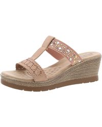 Good Choice - Alena Faux Suede Round Toe Wedge Sandals - Lyst