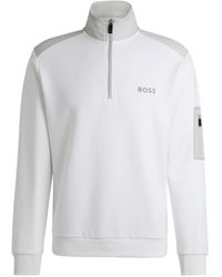 BOSS - Zip-neck Sweatshirt With 3d-molded Logo - Lyst