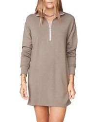 Monrow - Half Zip Sweatshirt Dress - Lyst