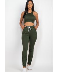 TRUEDAMES - Crop Tank Top & Ruched Pants Set - Lyst