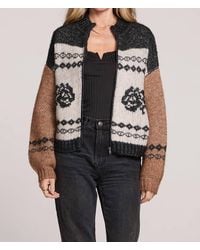 Saltwater Luxe - Zip Up Rose Printed Cardigan - Lyst