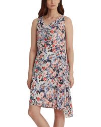 Lauren by Ralph Lauren - Floral Gathered Cocktail And Party Dress - Lyst