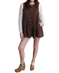 Miou Muse - Pleated Front With Button Closure Romper - Lyst