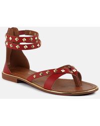 Rag & Co - Emmeth Studs Embellished Flat Gladiator Sandals - Lyst