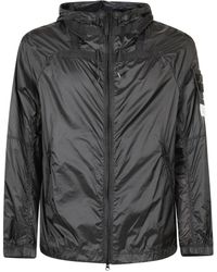 Stone Island - Lightweight Hooded Coat With Contrasting Accents - Lyst
