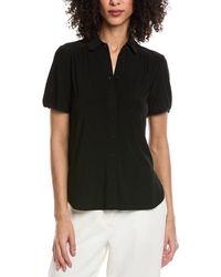 Anne Klein - Petite Button Front Collared Top - Lyst