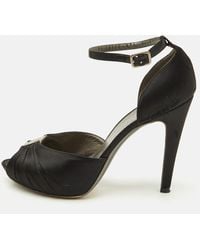 Ferragamo - Satin Ankle Strap Platform Sandals - Lyst