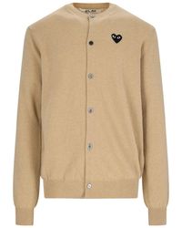 COMME DES GARÇONS PLAY - Heart Patch Crewneck Wool Cardigan - Lyst