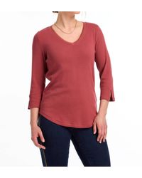 Fdj - Baby Rib V-Neck 3/4 Sleeve Top - Lyst