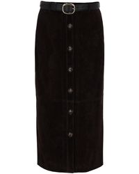 Self-Portrait - Suede Midi Skirt - Lyst