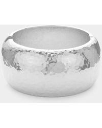 Fashnzfab - Chunky Hammered Metal Hinged Bangle Bracelet - Lyst