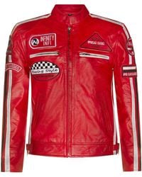 Infinity Leather - Zipped Racing Biker Moto Jacket - Lyst