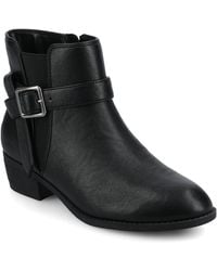 Journee Collection - Journee Devina Medium And Wide Width Buckle Detail Ankle Booties - Lyst