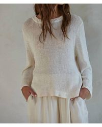 By Together - Knit Cotton Crew Neck Long Sleeve Sweater Top - Lyst