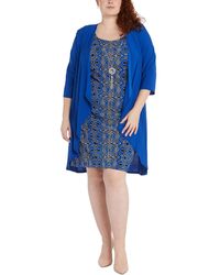 R & M Richards - Plus Open Front Cardigan Duster Blazer - Lyst