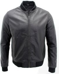 Infinity Leather - Varisty Classic Leather Bomber Jacket - Lyst