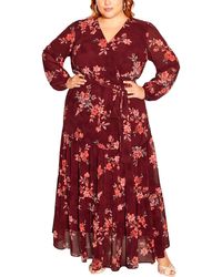 City Chic - Plus Alicia Floral Print Polyester Maxi Dress - Lyst