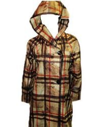 Angel - Plaid Side Button Long Hooded Rain Jacket - Lyst