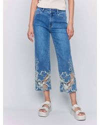 Charlie b - Cropped Flare Leg Jeans With Lace Hem - Lyst