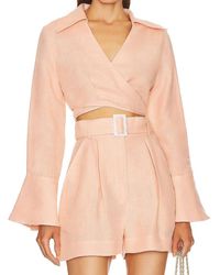 Matthew Bruch - Long Sleeve Wrap Crop Top - Lyst