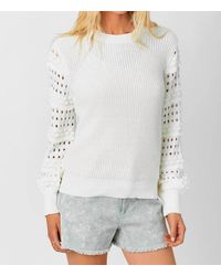 Mystree - Crew Neck Sweater With Textured Sleeves - Lyst