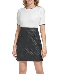 Karl Lagerfeld - Faux Leather Mini Shift Dress - Lyst