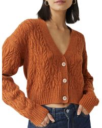 Autumn Cashmere - Cropped Cable V-neck Cardigan - Lyst