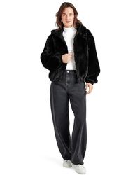 Splendid - Mikki Fur Bomber Jacket Hooded Long Sleeve Gbo1966 - Lyst