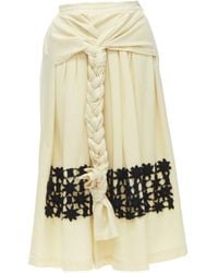 Comme des Garçons - Comme Des Garcons Vintage 1988 Cream Wool Braid Black Lattice Embroidery Skirt - Lyst