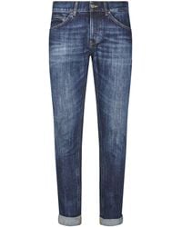 Dondup - Slim Fit Denim Trousers With Five-Pocket Design And Rolled Cuffs - Lyst