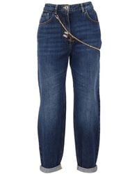 Elisabetta Franchi - Relaxed Fit Jeans With Chain Detail - Lyst