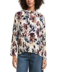 Anne Klein - Pleated Tie Neck Blouse - Lyst